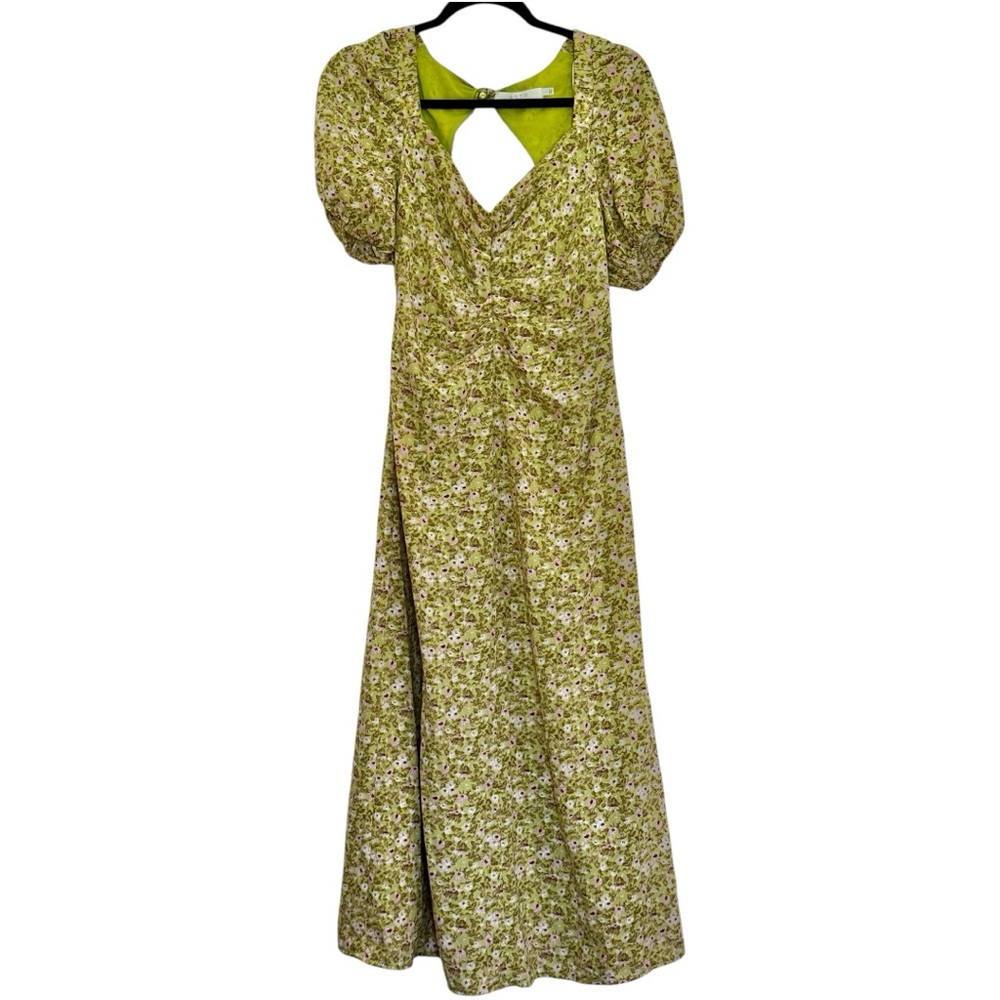 ASTR the Label Large  Lime Green and Pink Floral Midi Dress